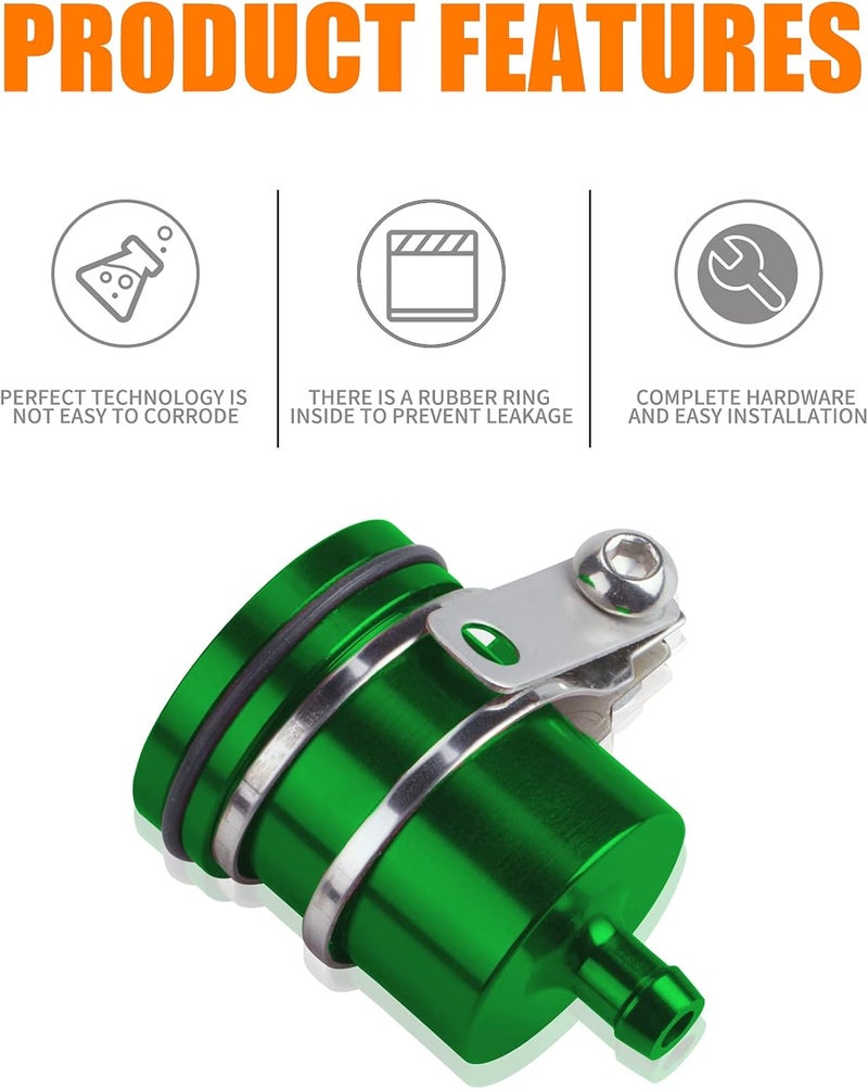 MRELC Universal Motorcycle Aluminum Brake Fluid Reservoir Oil Cup Fit For Yamaha Kawasaki Honda Suzuki BMW and more (Green) - Image 2